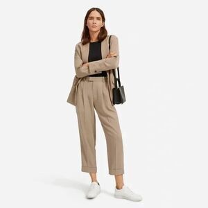 NWT EVERLANE The Put Together Pleat Pant Cuffed Lyocell Clay Taupe Size 0/XS